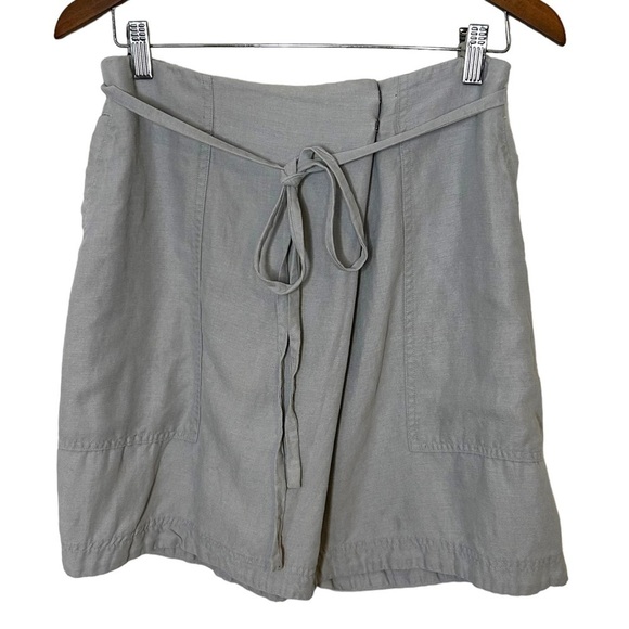 Aritzia Wilfred Vichy Mini Skirt Linen In Grey Color - Picture 3 of 10